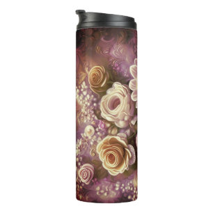 Beautiful Acrylic Flower Pattern Thermal Tumbler