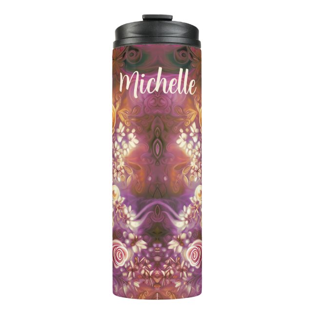 Beautiful Acrylic Flower Pattern Thermal Tumbler (Front)