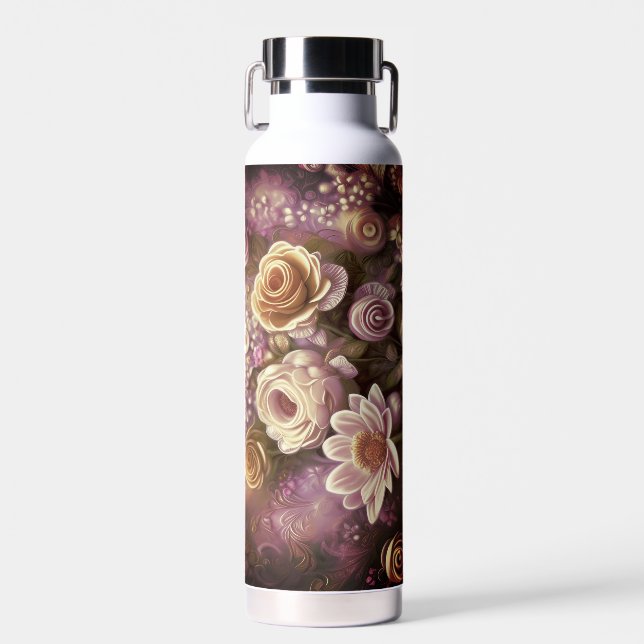 Beautiful Acrylic Flower Pattern Water Bottle (Front)
