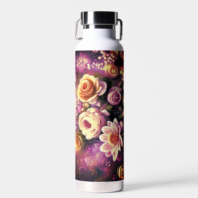 Beautiful Acrylic Flower Pattern Water Bottle (Front)