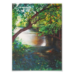 Beautiful Acrylic River Painting   Photo Print