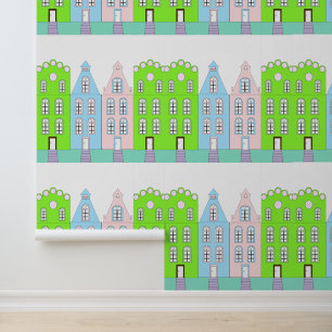 Beautiful Aesthetic European Cartoon Town Wallpaper