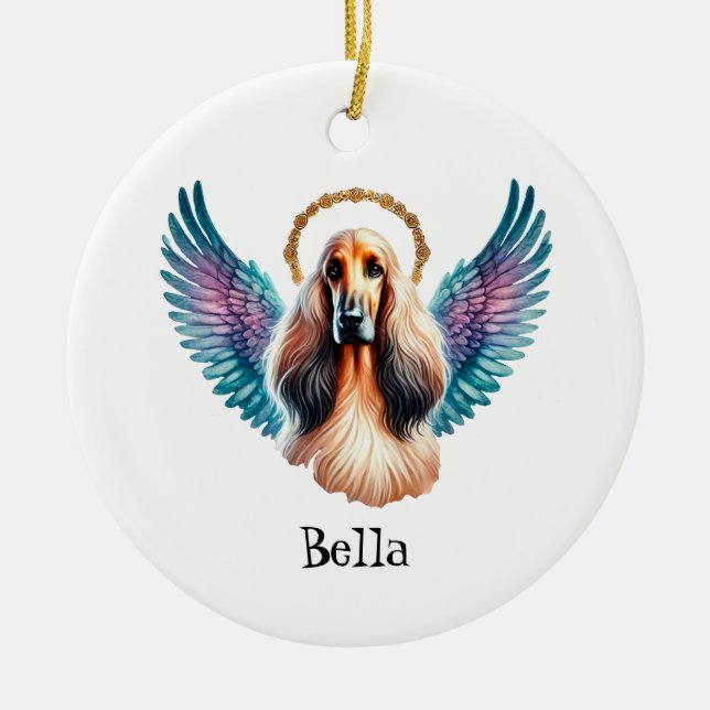 Beautiful Afghan Dog Memorial  Ceramic Ornament (Front)