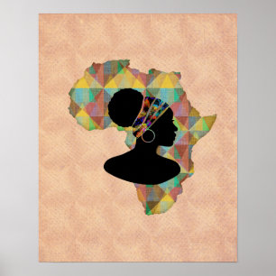 Beautiful Africa and Woman   Geometric Pattern Poster