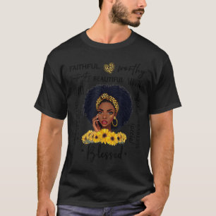 Beautiful African American Black Woman Sunflower L T-Shirt