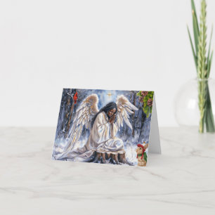 Beautiful African American Christmas Angel Card