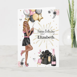 Beautiful African American Girl Happy Birthday Hol Holiday Card