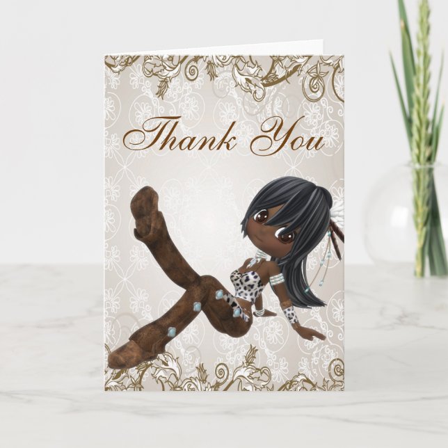 Beautiful African American Girl Thank You Card (Front)