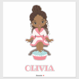 Beautiful African American Spa Girl Vinyl Sticker