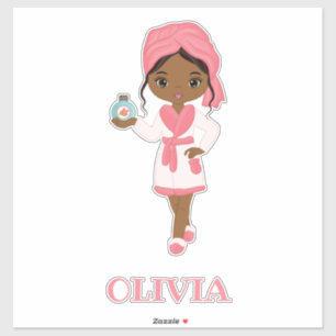 Beautiful African American Spa Girl Vinyl Sticker