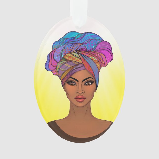 Beautiful African American Woman Ornament (Front)
