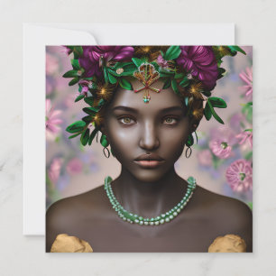 Beautiful African-American Woman with Flowers Card