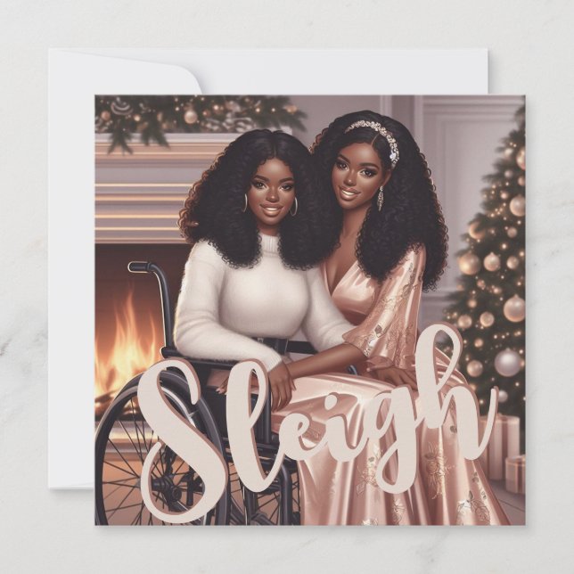 Beautiful African American Women Inclusive Holiday Card (Front)