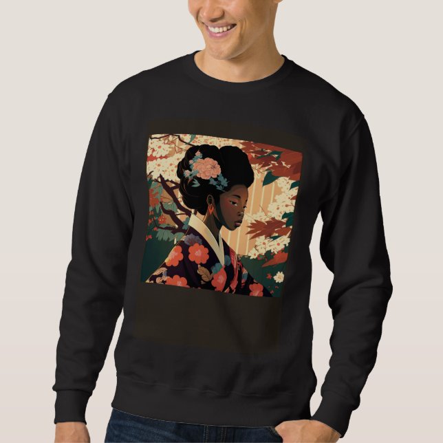 Beautiful African Asian woman in kimono Afro Asian Sweatshirt (Front)