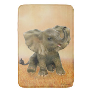 Beautiful African Baby Elephant Bath Mat