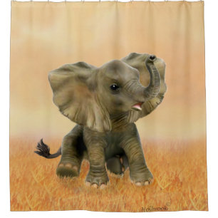 Beautiful African Baby Elephant Shower Curtain