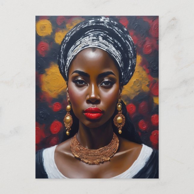 Beautiful African Black Woman Painting Postcard (Front)