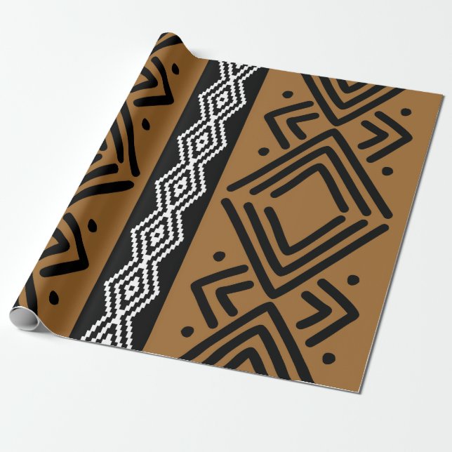 Beautiful African Bogolan Gift Wrap (Unrolled)