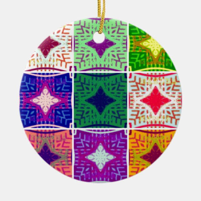 Beautiful African Chequered Art Print Ceramic Ornament (Front)