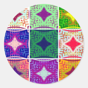 Beautiful African Chequered Art Print Classic Round Sticker