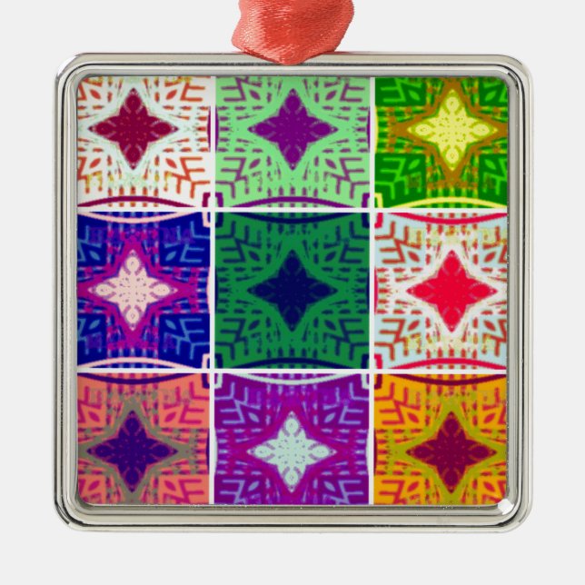 Beautiful African Chequered Art Print Metal Ornament (Front)