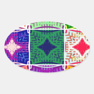 Beautiful African Chequered Art Print Oval Sticker
