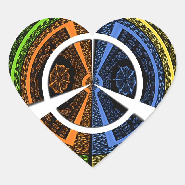 Beautiful African colourful Circular Illustrations Heart Sticker (Front)