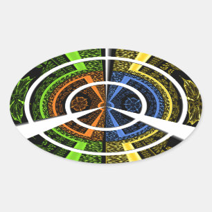 Beautiful African colourful Circular Illustrations Oval Sticker