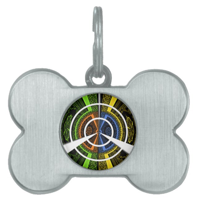 Beautiful African colourful Circular Illustrations Pet ID Tag (Front)