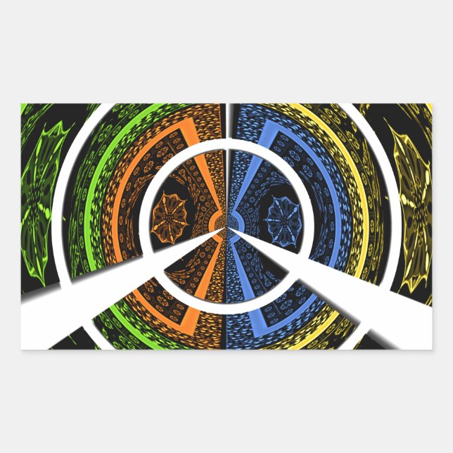 Beautiful African colourful Circular Illustrations Rectangular Sticker (Front)