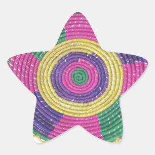 Beautiful African colourful woven Craft Tribal Art Star Sticker