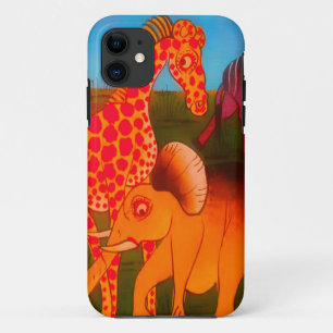 Beautiful African Elephant Giraffe animal safari  iPhone 11 Case