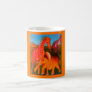 Beautiful African Elephant Giraffe animal safari  Coffee Mug