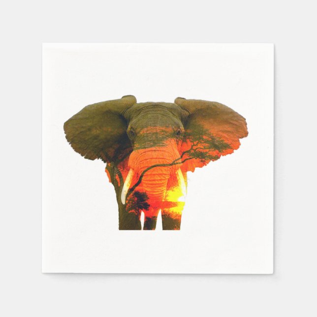 Beautiful African Elephant in the Serengeti Napkin (Front)