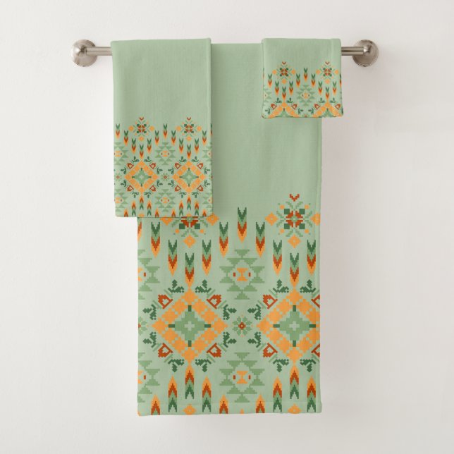 Beautiful African Knitted Pattern. Bath Towel Set (Insitu)