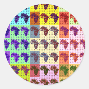 Beautiful African Map Chequered Pap art ethnic  Classic Round Sticker