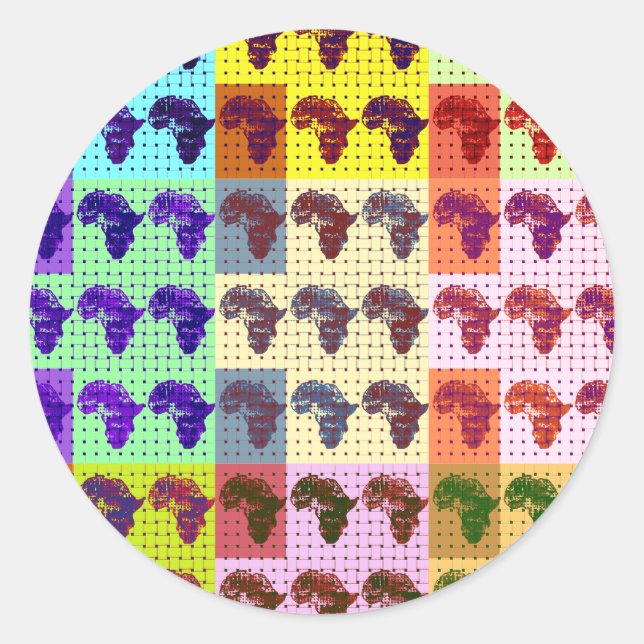 Beautiful African Map Chequered Pap art ethnic  Classic Round Sticker (Front)