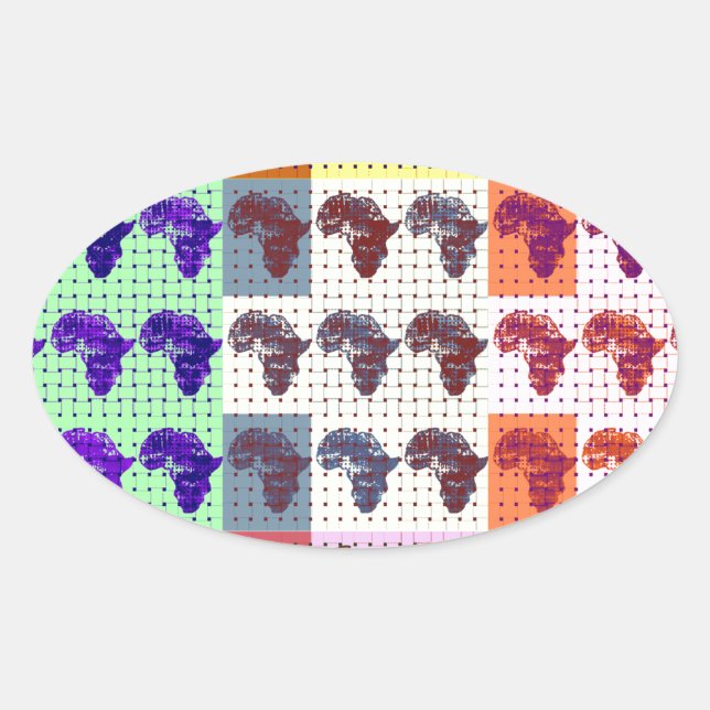 Beautiful African Map Chequered Pap art ethnic  Oval Sticker (Front)
