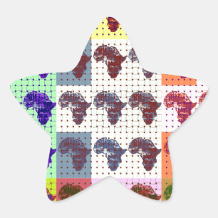 Beautiful African Map Chequered Pap art ethnic  Star Sticker