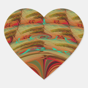 Beautiful African Traditional Golden Brown Motif  Heart Sticker