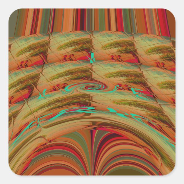 Beautiful African Traditional Golden Brown Motif  Square Sticker (Front)