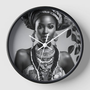 Beautiful African woman Clock