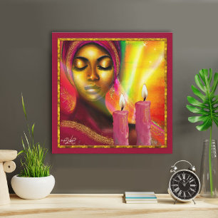 Beautiful African Woman Shabbat Candles Prayer Canvas Print
