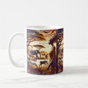 Beautiful African Woman with Animals Coffee Mug