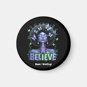 Beautiful Afro Woman Black Queen Praying Tribute Magnet