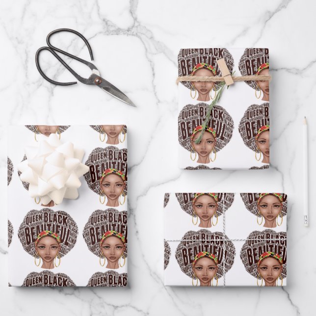 Beautiful Afrocentric Black Woman  Wrapping Paper  (Front)