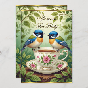 Beautiful Afternoon Tea Party Colourful Birds  Invitation