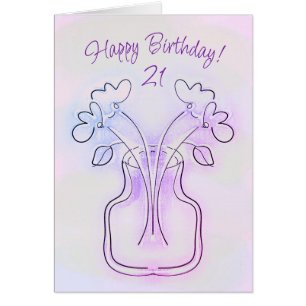 Beautiful Age Specific Floral Art Birthday Card