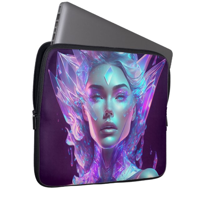 Beautiful Ai Art Pretty Icy Glass like Woman Laptop Sleeve (Front Right)