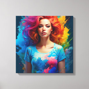 Beautiful Ai Art Woman Colourful Canvas Print